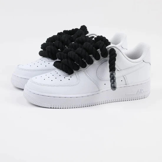 Custom Nike AIR Force 1 Sneaker - Rope White&Black